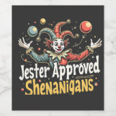 Étiquette Pour Bouteilles De Vin Jester Approuvé Shenanigans Circus Clown (Étiquettes simples)