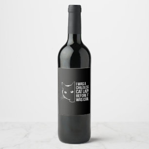 Étiquette Pour Bouteilles De Vin J'Étais une dame de chat sans enfant avant qu'il n