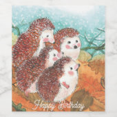 Étiquette Pour Bouteilles De Vin Jeunes hérissons Joyeux anniversaire (Étiquettes simples)