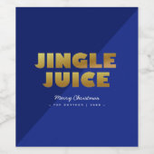 Étiquette Pour Bouteilles De Vin Jingle | Fun Christmas Blue & Gold (Étiquettes simples)