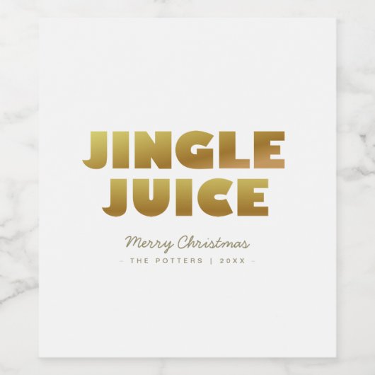 Étiquette Pour Bouteilles De Vin Jingle | Fun Christmas White & Gold (Étiquettes simples)
