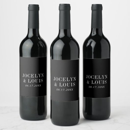 Étiquette Pour Bouteilles De Vin Jocelyn Black Mariage moderne (Bouteilles)