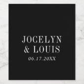 Étiquette Pour Bouteilles De Vin Jocelyn Black Mariage moderne (Étiquettes simples)