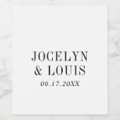 Étiquette Pour Bouteilles De Vin Jocelyn Mariage moderne noir et blanc (Étiquettes simples)