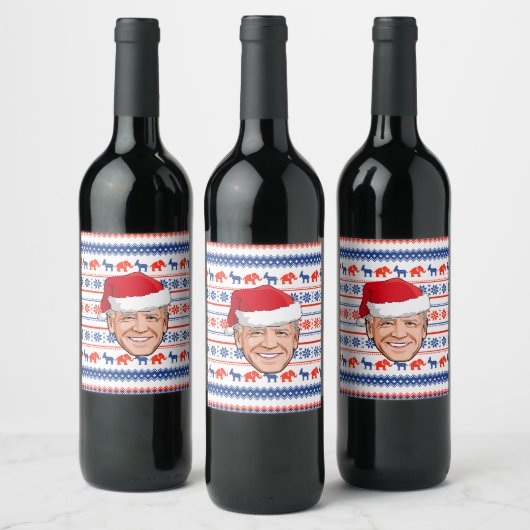 Étiquette Pour Bouteilles De Vin Joe Biden Noël (Bouteilles)