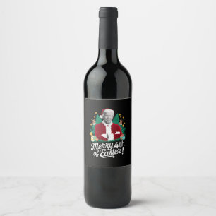 Étiquette Pour Bouteilles De Vin Joe Biden Noël Santa Joyeux 4ème de Pâques Xmas
