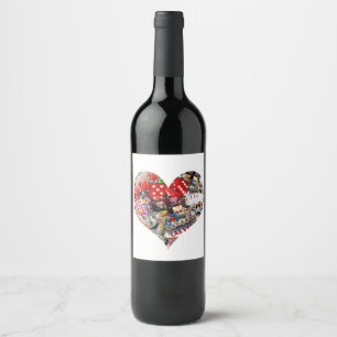 Étiquette Pour Bouteilles De Vin Joie des Joueurs - Collage d'Icônes de Las Vegas