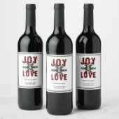 Étiquette Pour Bouteilles De Vin Joie & Love Script Red White Christmas Holiday (Bouteilles)