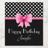 Étiquette Pour Bouteilles De Vin Joli Anniversaire Rose Bow (Étiquettes simples)