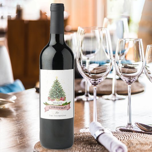 Étiquette Pour Bouteilles De Vin Joli blanc Faux rose Parties scintillant Joyeux No