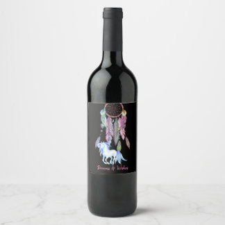 Étiquette Pour Bouteilles De Vin Joli Cheval et Dreamcatcher, Dreams & Wish