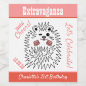 Étiquette Pour Bouteilles De Vin Joli hérisson. Acclamations spéciales. Joyeux anni (Étiquettes simples)