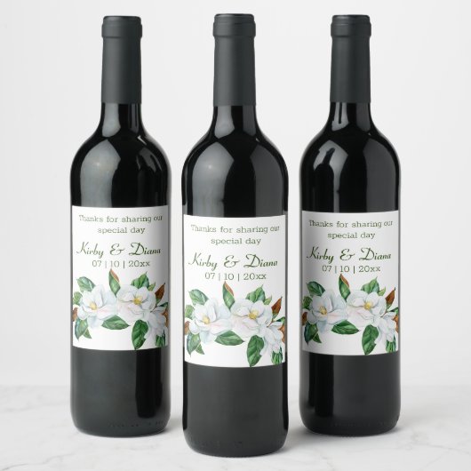 Étiquette Pour Bouteilles De Vin Joli Magnolia Bouquet Mariage (Bouteilles)