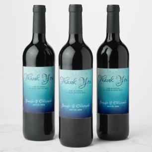 Étiquette Pour Bouteilles De Vin Joli Mariage Abstrait Mandala bleu