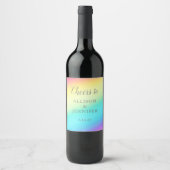 Étiquette Pour Bouteilles De Vin Joli Mariage arc-en-ciel personnalisé (Devant)
