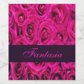 Étiquette Pour Bouteilles De Vin Joli monogramme rose roses (Étiquettes simples)