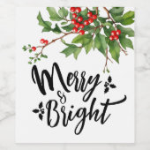 Étiquette Pour Bouteilles De Vin Joli Noël Rouge Mistletoe Aquarelle (Étiquettes simples)