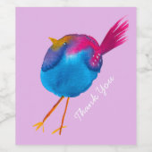Étiquette Pour Bouteilles De Vin Joli oiseau rose et bleu (Étiquettes simples)