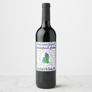 Étiquette Pour Bouteilles De Vin Joli Peacock Pair Étiquette de vin personnalisé