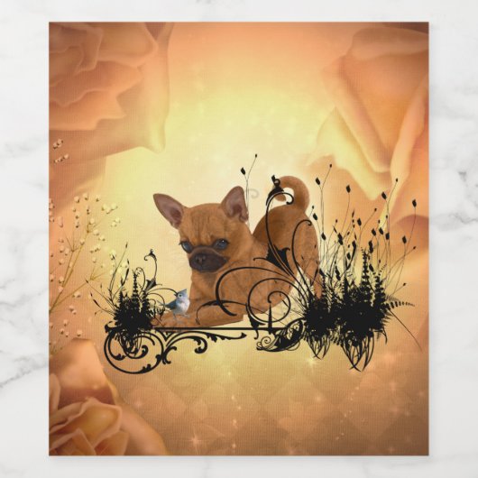 Étiquette Pour Bouteilles De Vin Joli petit chihuahua (Étiquettes simples)