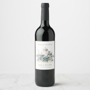 Étiquette Pour Bouteilles De Vin Joli service à thé floral bleu aqua pour enterreme