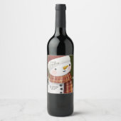 Étiquette Pour Bouteilles De Vin Joli Snowman Snowflakes Joyeux Noël (Devant)