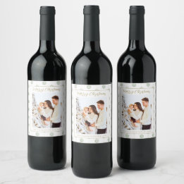 Étiquette Pour Bouteilles De Vin Joli Vert En vichy Plaid Photo personnalisée Noël