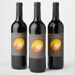 Étiquette Pour Bouteilles De Vin Jolie aquarelle d'oiseau jaune