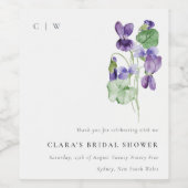 Étiquette Pour Bouteilles De Vin Jolie bouquet floral violet monogram mariage (Étiquettes simples)