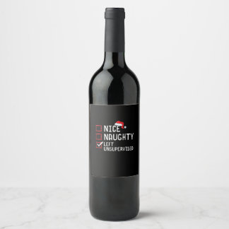 Étiquette Pour Bouteilles De Vin Jolie liste de Noël méchante laissée sans surveill