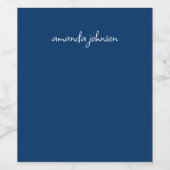 Étiquette Pour Bouteilles De Vin Jolie moderne Dark Navy Blue Monogramme Nom comple (Étiquettes simples)