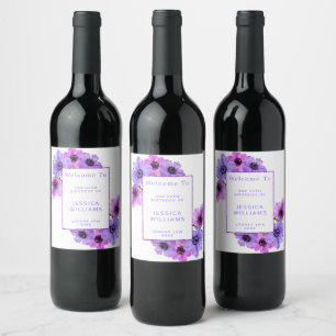 Étiquette Pour Bouteilles De Vin Jolies Anémones Florales 25e Anniversaire