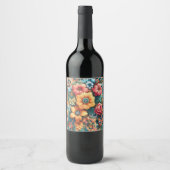 Étiquette Pour Bouteilles De Vin Jolies fleurs (Devant)