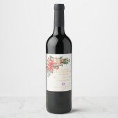Étiquette Pour Bouteilles De Vin Jolies fleurs rouges de Noël florales pour cadeau  (Devant)