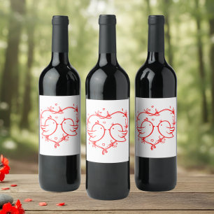 Étiquette Pour Bouteilles De Vin Jolis Inséparables Bohème Jardin de Mariage au Coe