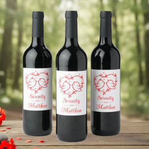 Étiquette Pour Bouteilles De Vin Jolis Inséparables Bohème Jardin de Mariage au Coe