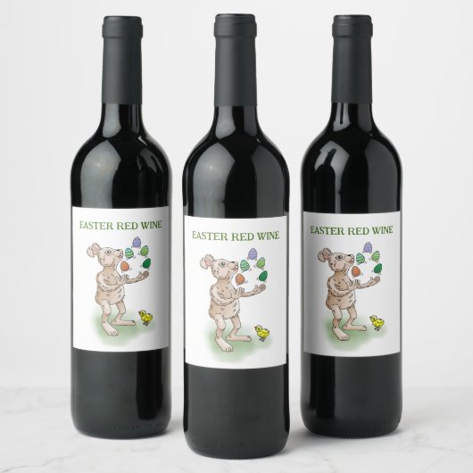 Étiquette Pour Bouteilles De Vin Jonglage Bunny de Pâques (Bouteilles)