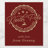 Étiquette Pour Bouteilles De Vin Jote Père Noël Sceau Pôle Nord (Étiquettes simples)