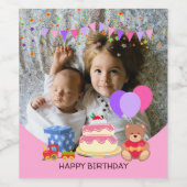 Étiquette Pour Bouteilles De Vin Jouets pour enfants roses mignonette Fête d'annive (Étiquettes simples)