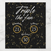 Étiquette Pour Bouteilles De Vin Jour d'anniversaire triple Le plaisir (Étiquettes simples)