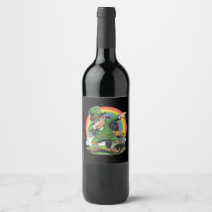 Étiquette Pour Bouteilles De Vin Jour de la Saint Patrick Dabbing Leprechaun Dab Da