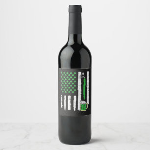Étiquette Pour Bouteilles De Vin Jour de la Saint-Patrick Drapeau américain Saint