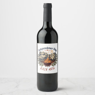Étiquette Pour Bouteilles De Vin Jour de l'Indépendance Mont Rushmore 4 juillet