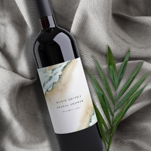 Étiquette Pour Bouteilles De Vin Jour de mariage maritime vague de mer sable plage