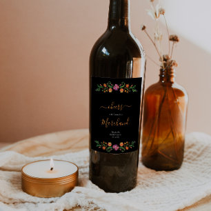 Étiquette Pour Bouteilles De Vin Jour des Morts Floral Enterrement de Vie de Jeune
