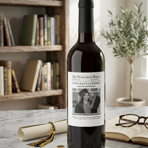 Étiquette Pour Bouteilles De Vin Journal de remise des diplômes moderne félicitatio