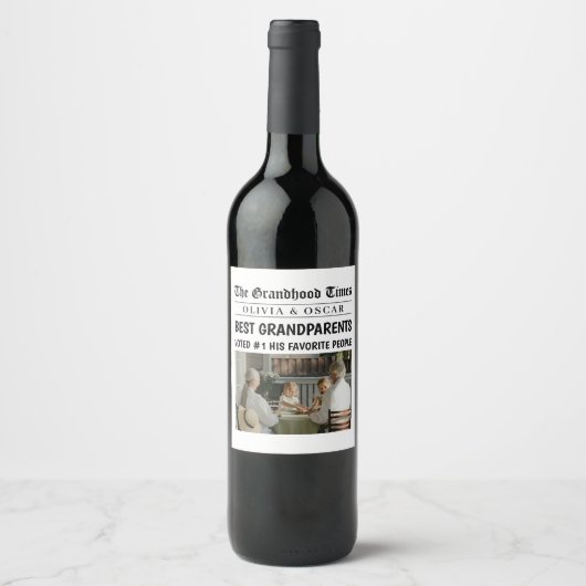Étiquette Pour Bouteilles De Vin Journal personnalisé | Meilleurs grands-parents (Devant)