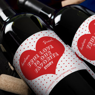 Étiquette Pour Bouteilles De Vin Journée de la Saint-Valentin cœurs rouges couple é