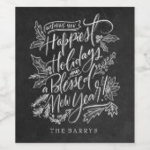 Étiquette Pour Bouteilles De Vin Jours fériés les plus heureux (Étiquettes simples)