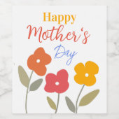 Étiquette Pour Bouteilles De Vin Joyeuse Fête des mères florales (Étiquettes simples)